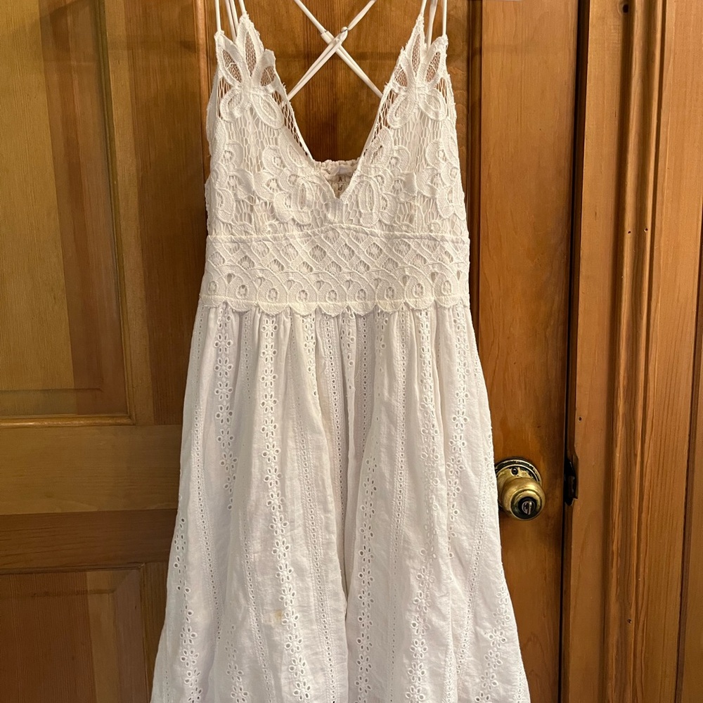 American Threads White Lace Mini Dress